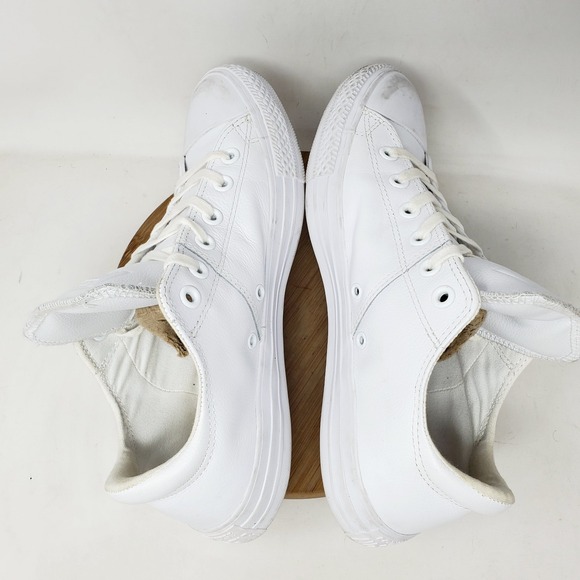 Converse All Star Madison‎ OX Sneakers Womens 10 White Leather Lace Up Shoes - Picture 10 of 13